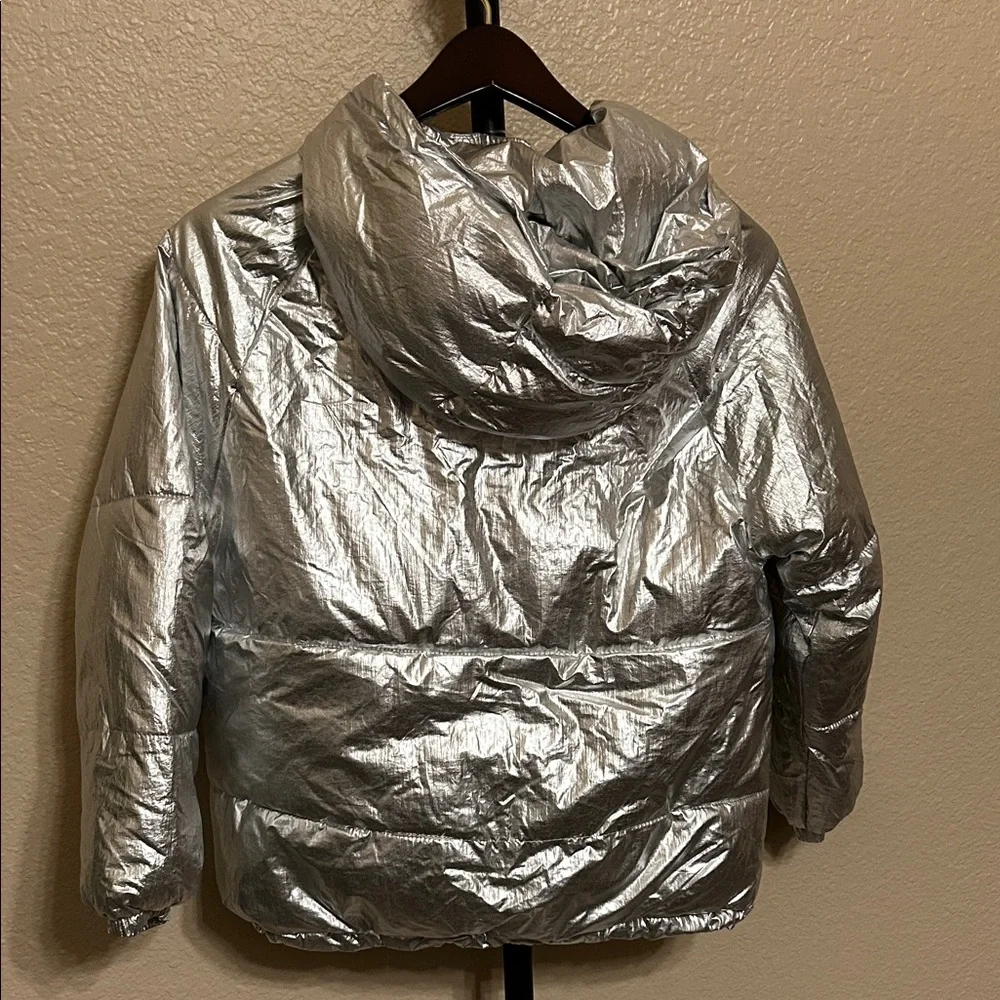 ZARA Kids Shiny Silver Puffer Jacket
